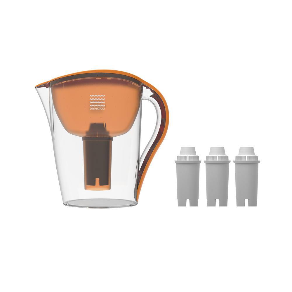 DRINKPOD Alkaline Water Pitcher 3-Pack, 3.5L Capacity, 8-Stage Filtration System with 2 Extra Filters