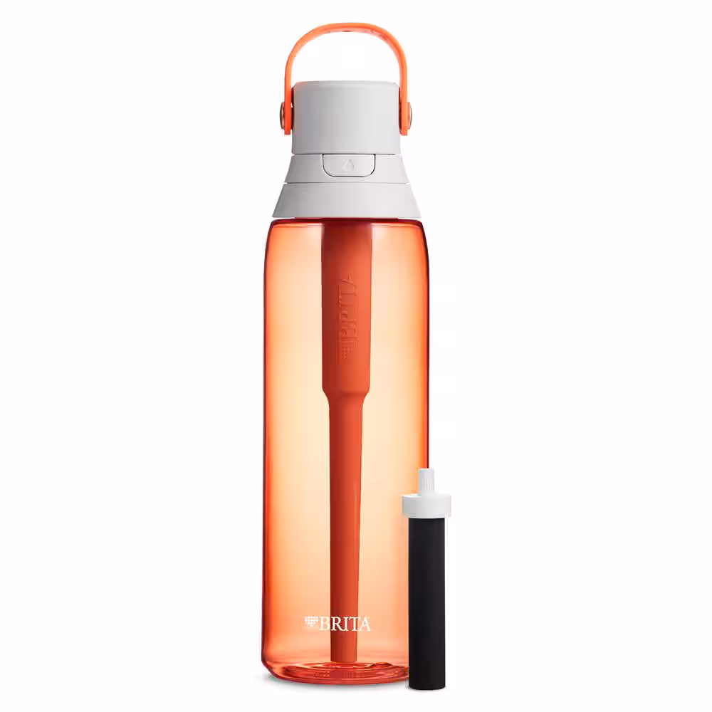 Brita 26 oz. Premium Filtering Water Bottle, BPA-Free, Coral Orange