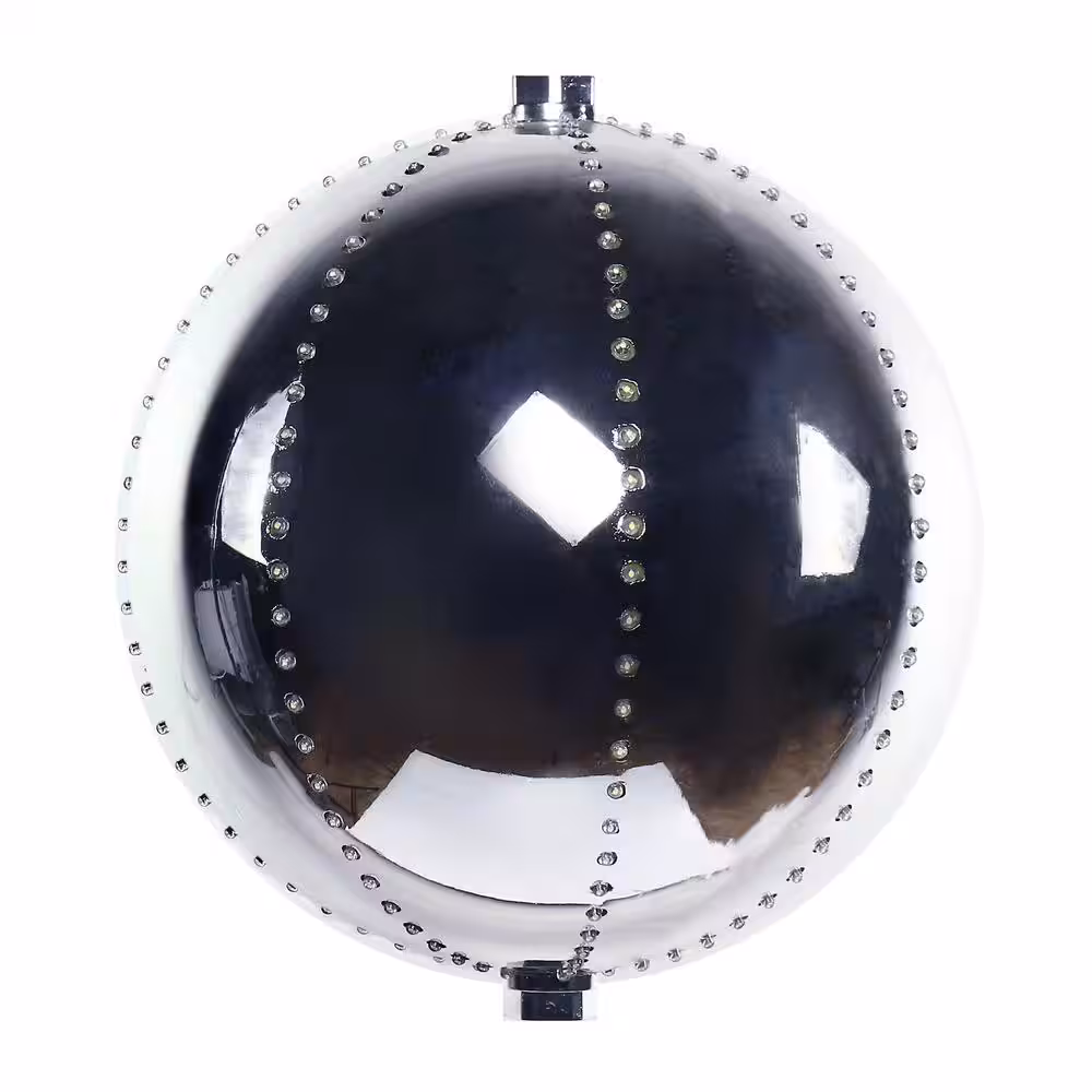 Alpine Corporation 13 in. Silver LED Hanging Christmas Ball Ornament with 240 Multi-Color Lights
