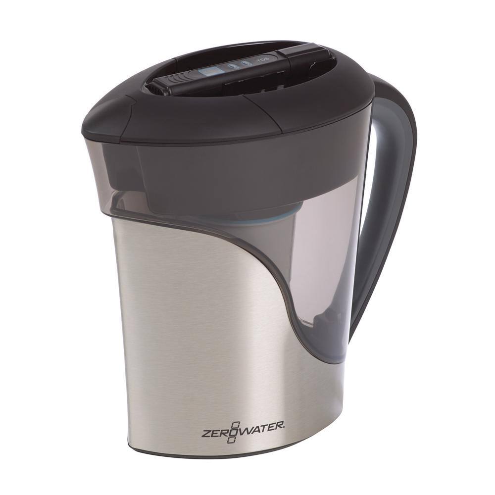 Zero Water ZeroWater 11-Cup Stainless Steel Ready-Pour Water Filtration Pitcher with 5-Stage Filter