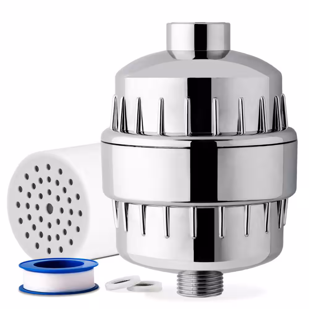 ISPRING 15-Stage High Output Universal Shower Filter Water Filtration System, Chrome
