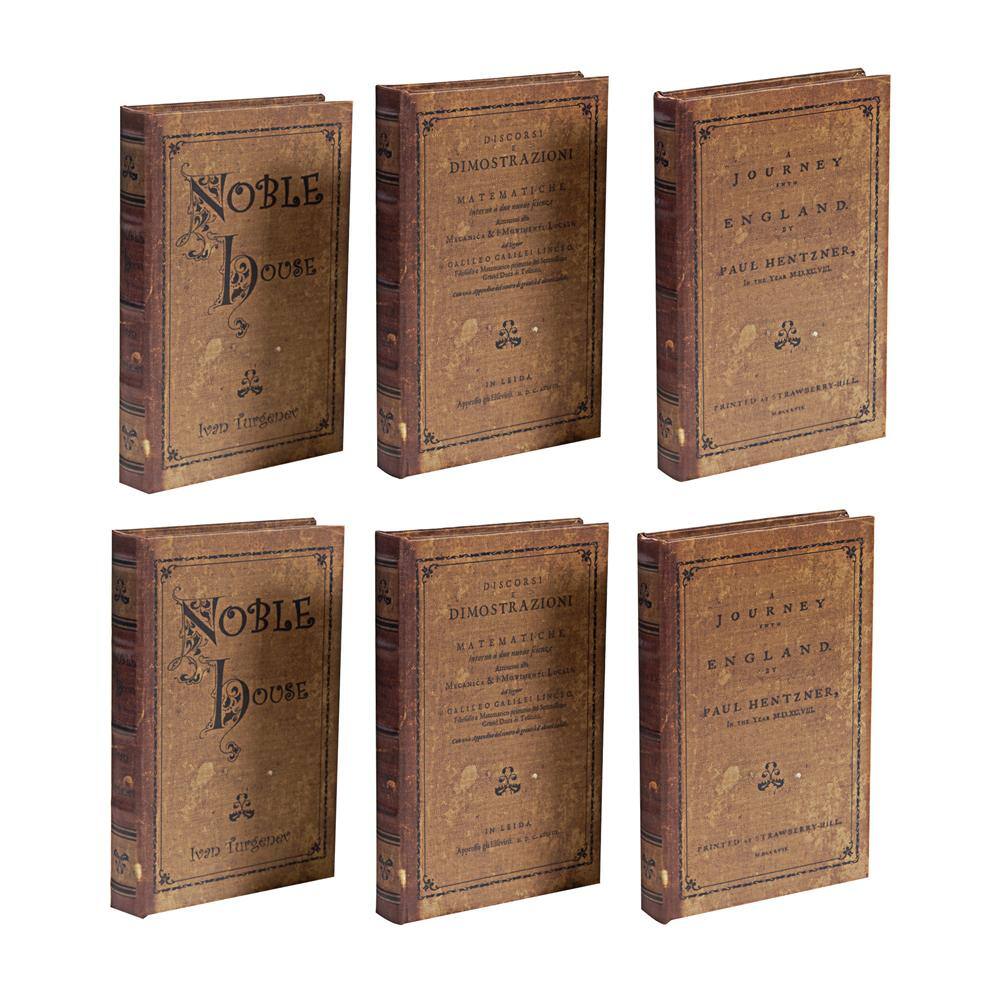 A & B Home Classic Vintage Brown Fabric Book Box Set of 3 - Decorative Storage Boxes