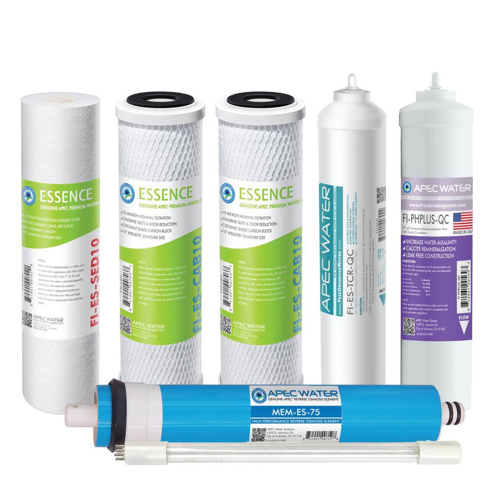 APEC Water Systems APEC Water Essence ROES-PHUV75 7-Stage Complete Replacement Filter Set with UV and Alkaline Re-mineralization
