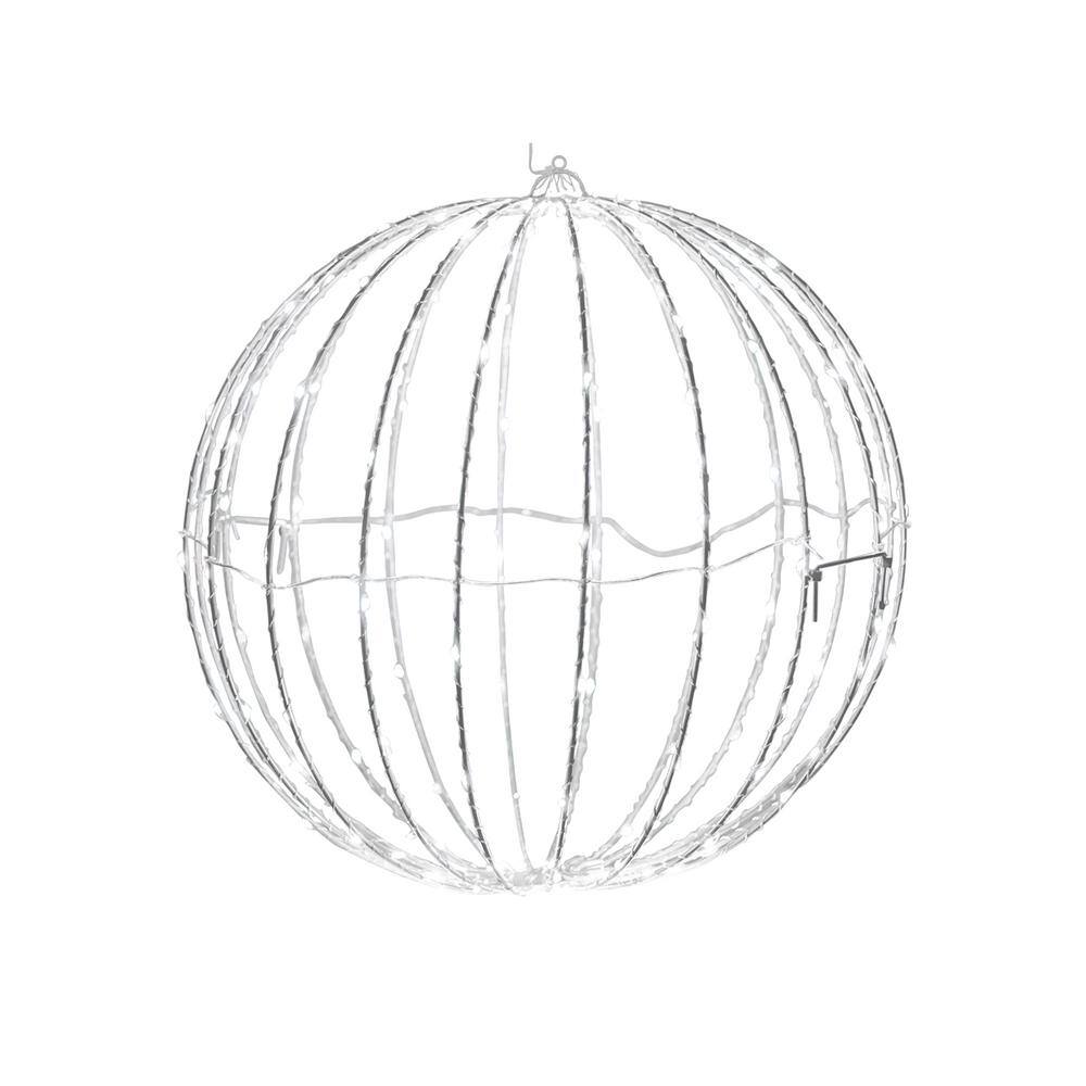 Alpine Corporation 16 in. Foldable Metal Sphere Ornament with Multi-Colored LED Lights