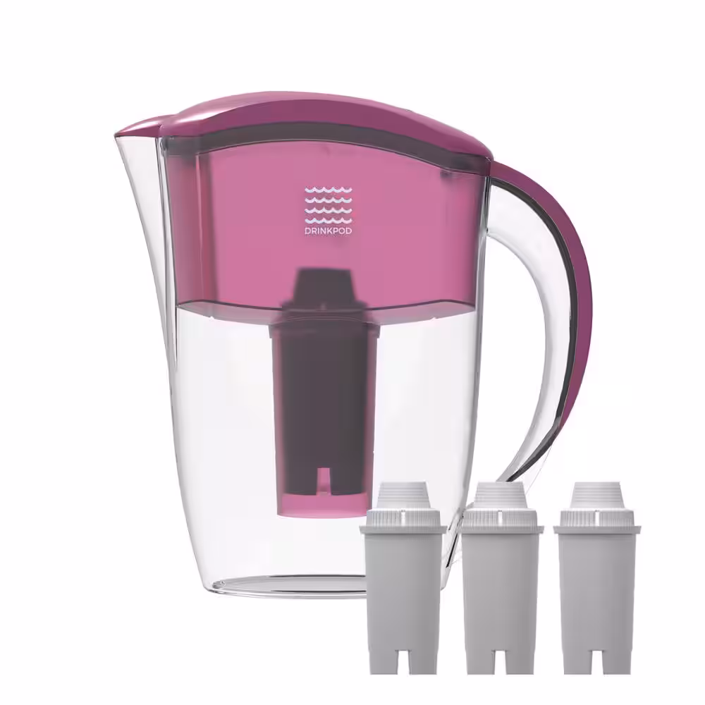 DRINKPOD Alkaline Water Filter Pitcher with 8-Stage Cartridge, 2.5L Capacity, 3-Pack